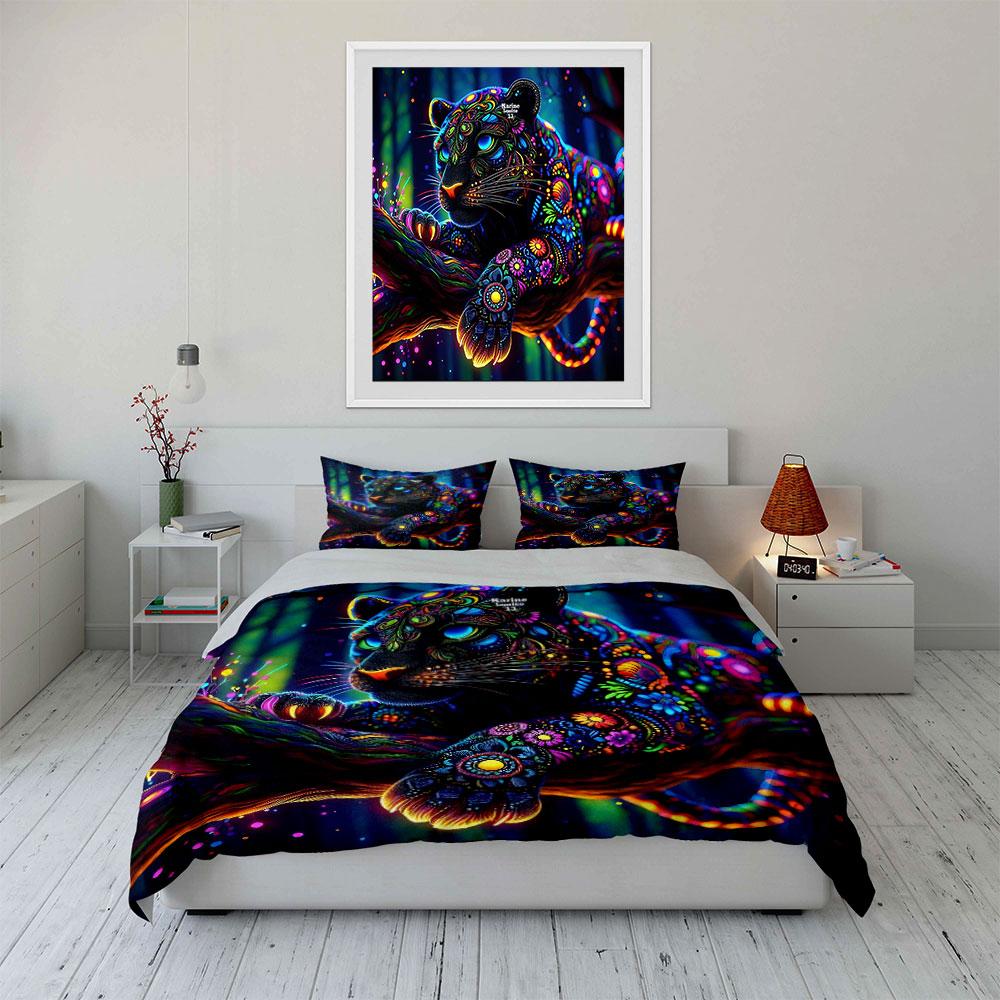 Colorful Leopard Themed Home Decor Bedding Set With 1 Duvet Cover 2 Pillowcases Single Double King Queen, Gift