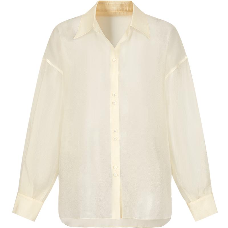 JIUZI ANNACO Women s Organza Dropped Shoulder Long Sleeve Shirt M