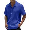 Men's Summer Solid Color Lapel Short-Sleeved Shirt Men's Casual Fashion Short-Sleeved Shirt