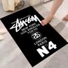 Black Base City Names No.4 Logo Area Rug Non Slip Mat, White Print Global City Street Art Carpet for Living Room Decor