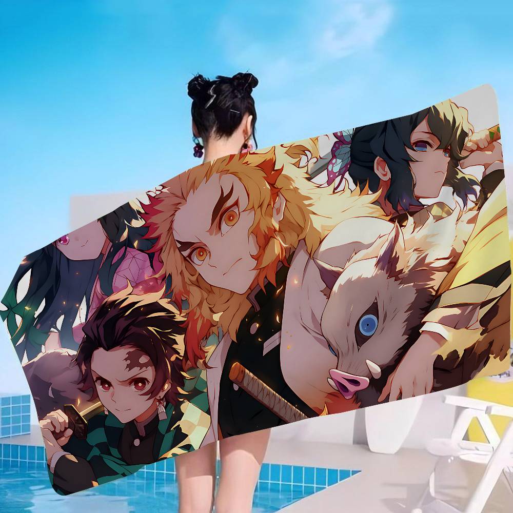 Demon Slayer Cartoon Beach Towel Cute Kawaii Room Decor Bath Girls Children Hand Towels For Bathroom Shower