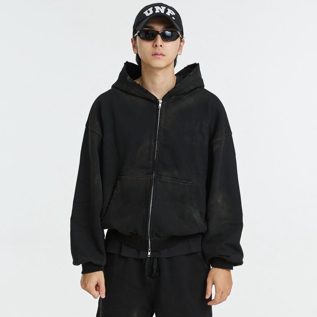 Unf Vintage Aging Pigment Zip-Up Hoodie
