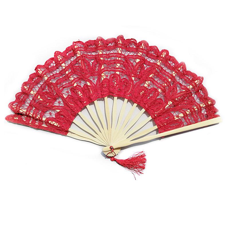 Retro Lace Fan Dance Women Performance Photography Photo Props 27cm Court Vintage Bamboo Folding Hand Fan Chinese Dance Fan