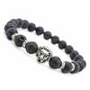Lion Head Lava Stone Beaded Bracelet - Popular European & American Ornament with Round Beads