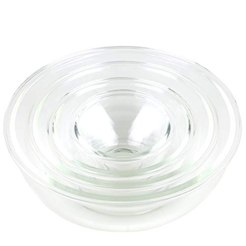 Pearl Metal Heat-Resistant Glass Bowls, 4-Piece Set (180ml, 500ml, 1000ml, 2000ml), Clear, AZ-5567