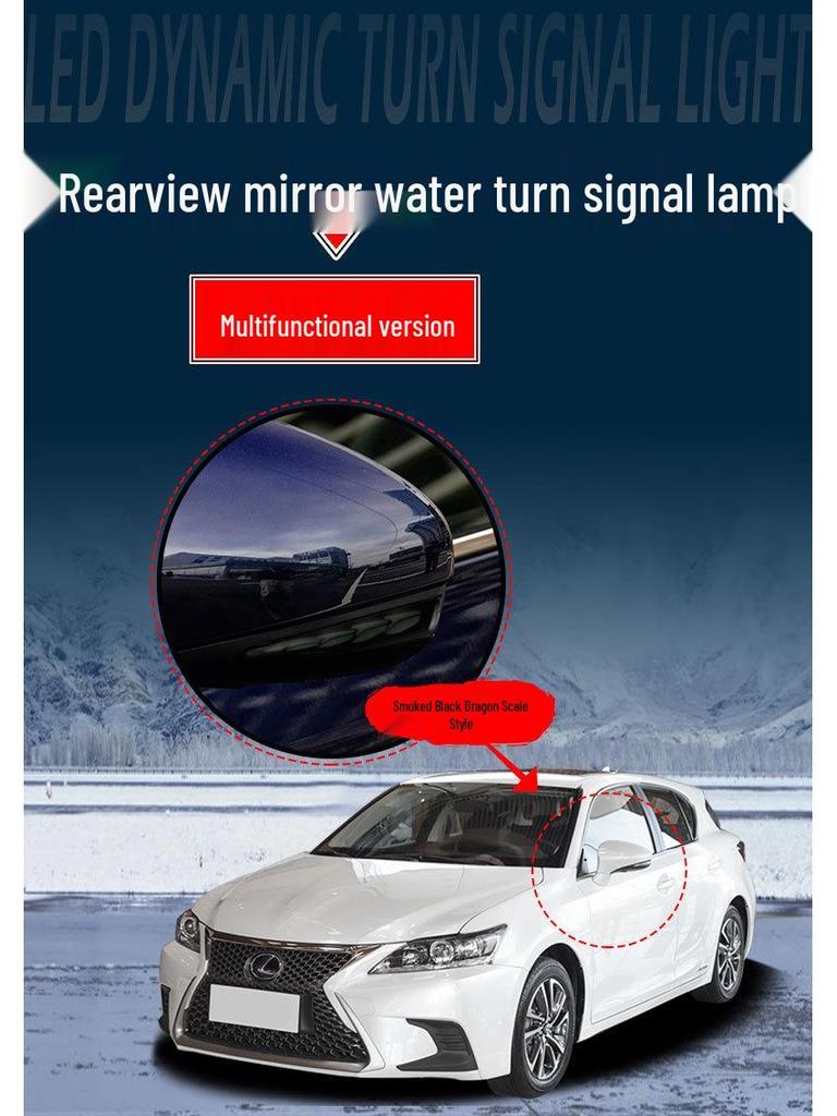 Lexus IS/ES/CT/LS/RC Rearview Mirror Blue Sequential Turn Signal & Dynamic Daytime Running Light