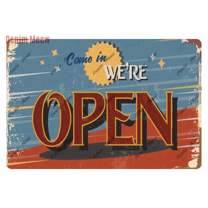 Vintage Open/Closed Wall Sign,retro Bar Open Metal Tin Plaque, Come in, Welcome Wall Decor, for Bar Club,Man Cave Poster, WY279