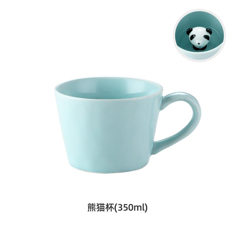 Cartoon Keramik Kaffeetasse Dreidimensionale Panda Dekoration Becher mit Deckel Löffel Exquisit Zuhause Frühstück Milchbecher Kinder Geschenk Neu