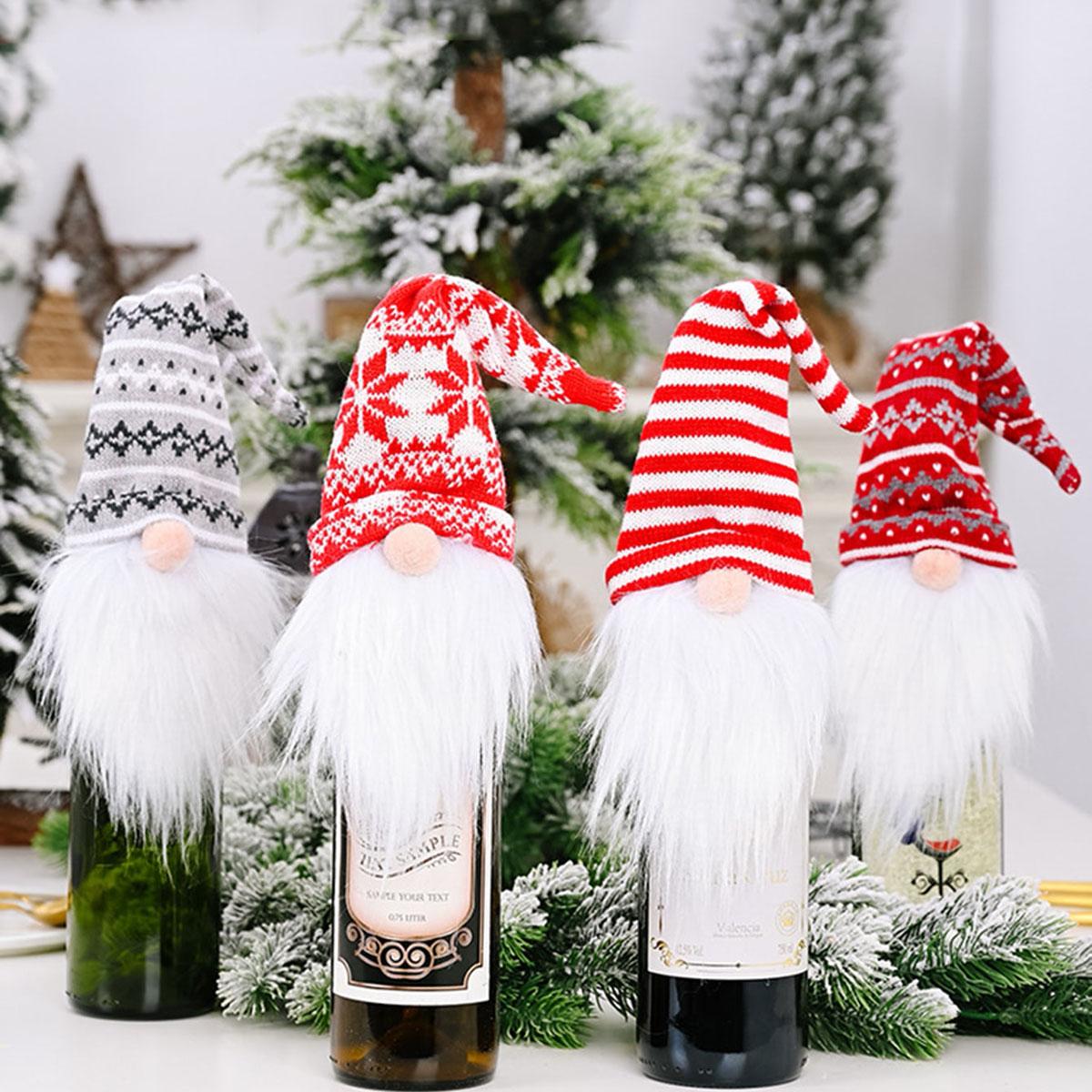 

1 шт., Вязаный рождественский гном, чехол для винной бутылки, праздничный декор для дома, рождественские товары Other