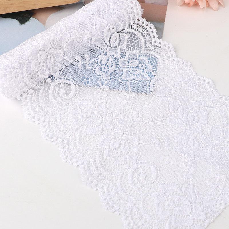 15cm Szeroka Miękka Elastyczna Koronka do Dekoracji Ubrań i Spódnic DIY w Kolorze Białym lub Czarnym