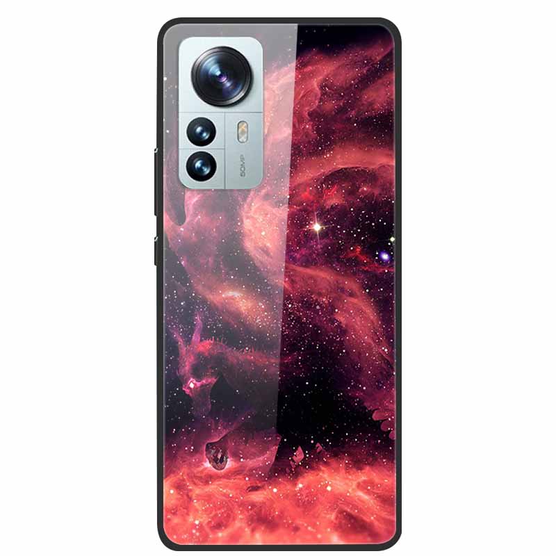 Luxus Hülle für Xiaomi 12T Pro Blumen Gehärtetes Glas Hülle für Xiaomi 12T TPU Stoßfänger Xiaomi 12 T Harte Schwarze Hülle Bunte Capa
