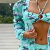 Mingyi 2024 Europejska i Amerykańska Modna Drukowana Sukienka Plażowa i Bikini Zestaw - Damski Trzyczęściowy Kostium Kąpielowy Plażowy
