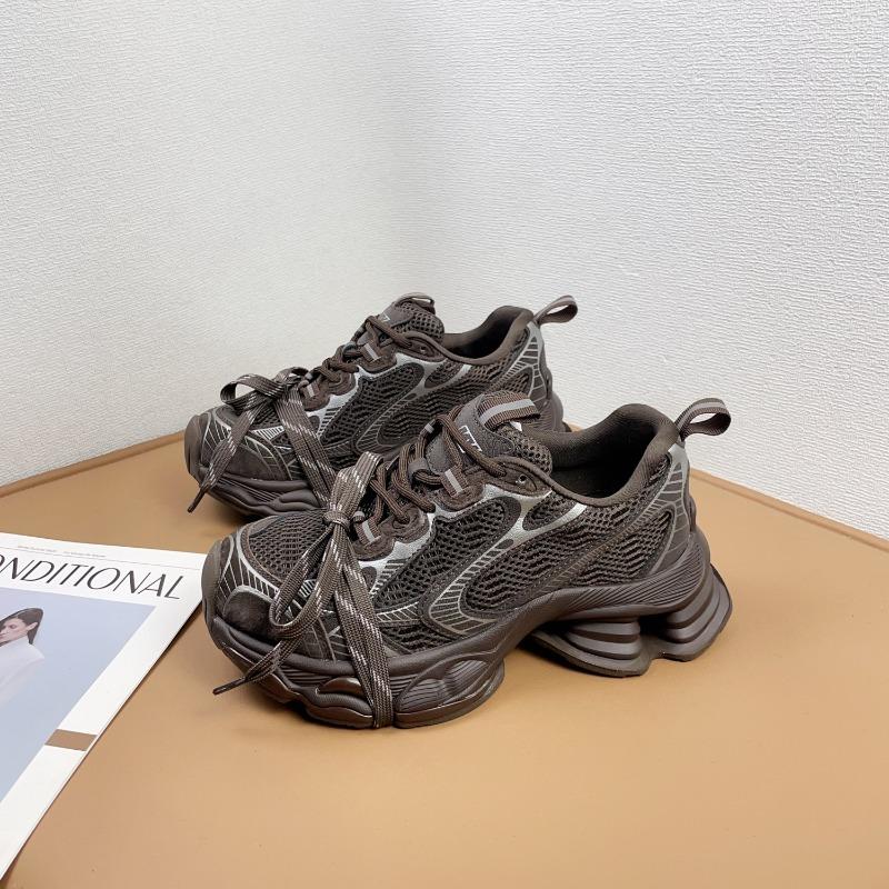 Genuine leather platform daddy shoes women's autumn and winter new height increase versatile retro aged sports casual shoes trend