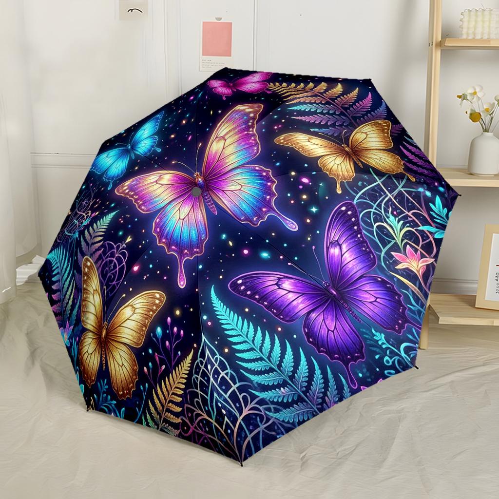 Butterfly Dreams In Lilacs Automatic Umbrella Sturdy 8-Rib Shaft Sturdy Construction All-Season Use Stylish Accessory Stylish Gift for Women