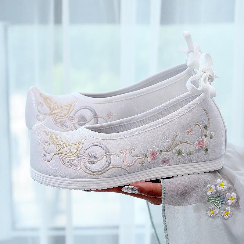 

Rain Butterfly Women s Embroidered Hanfu Shoes - Ancient Style with Bow, Qipao Elements, Ethnic Charm, Height-Boosting Upturned Toe Design 34