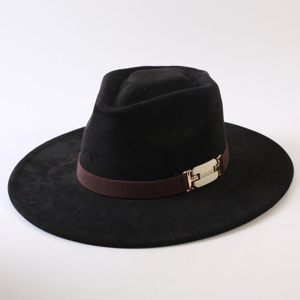 Pălărie de top cu boruri mari din piele de căprioară, stil european și american popular, pălărie western de cowboy, modă clasică pentru bărbați și femei