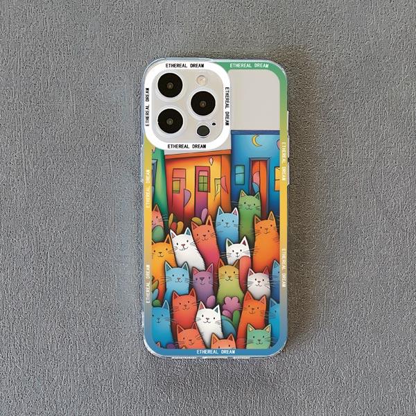 

Cartoon Colourful Painted House Clear Phone Case For iPhone 15 14 13 12 11 Pro Max 7 8 Plus SE2 X XR XS Transparent Cover Fundas iphone XR