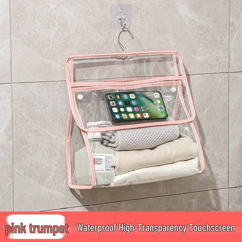 Waterproof Bathroom Hanging Storage Bag - Wall-Mounted Organizer for Shower Clothes