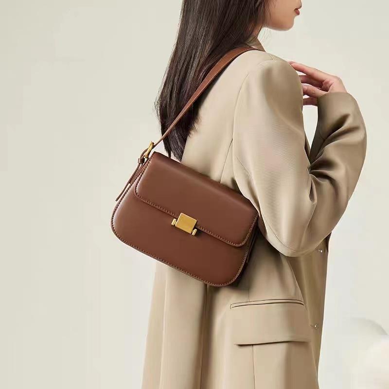 Light Luxury Crossbody SHOUKENPIJU-896082 Popular Bag Ladies New Crossbody Bag Female Tofu One-shoulder Underarm Small Square Bag Genuine Leather