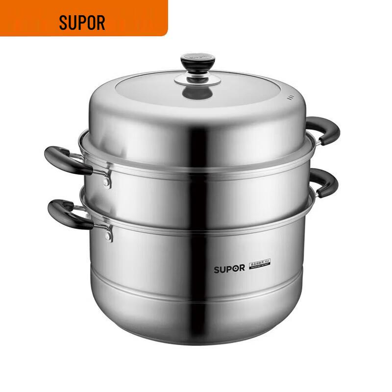 SUPOR 304 Stainless Steel 3-Tier Steamer (28cm)