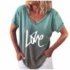 Women's casual short-sleeved V-neck gradient positioning printing T-shirt top