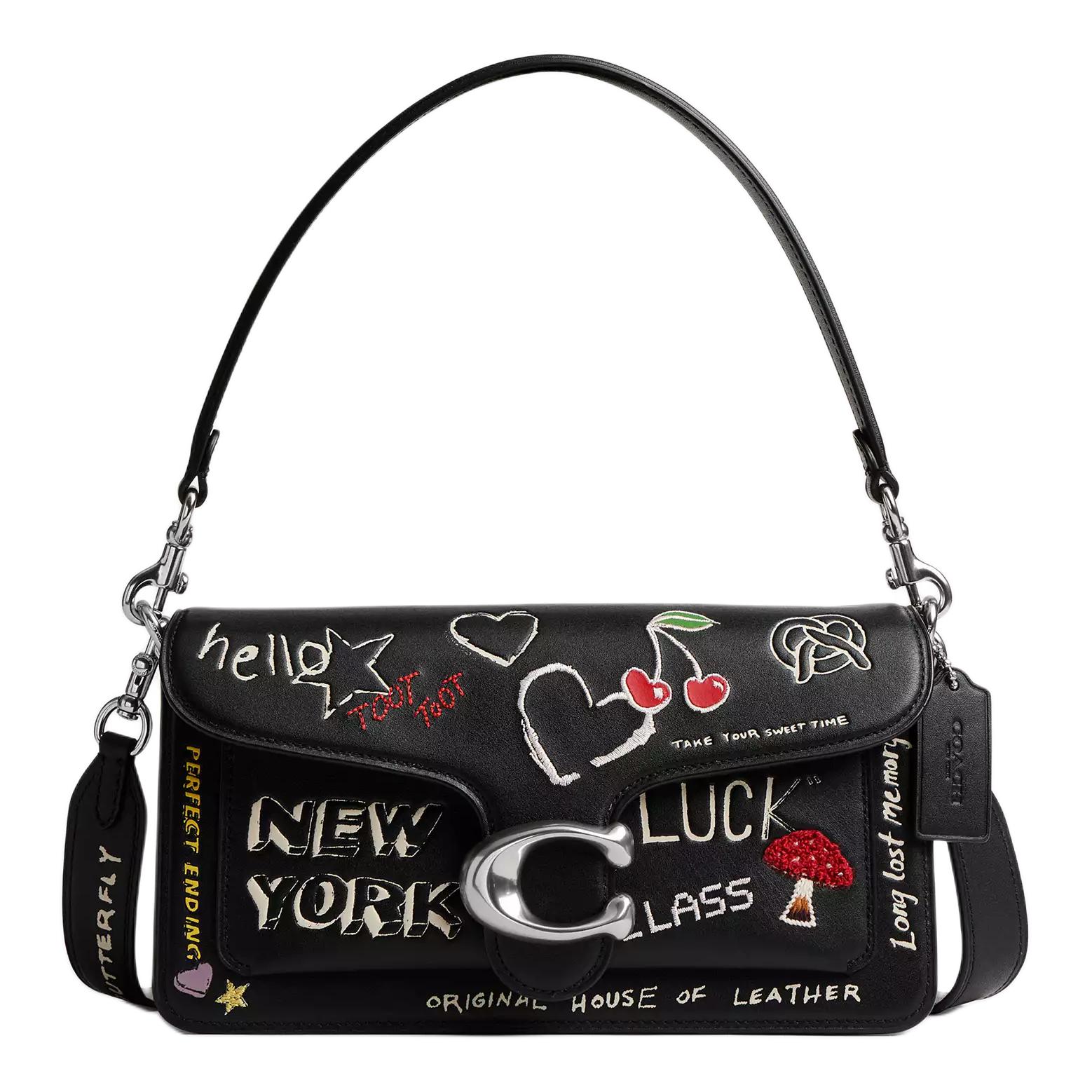 

Coach Tabby Sketch Print Leather Shoulder Crossbody Handbag Medium Women Handbags Silver Black CBA26-LHBLC Basic Set (Bag+Dust Bag)