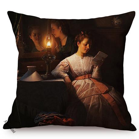 Classic Renaissance Oil Painting Art Throw Pillow Case Europe Vintage Elegant Lady Woman Portrait Sofa Decoration Cushion Cover