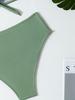 2026 Stylish European & American Solid Color High-Waisted Bikini Swimsuit