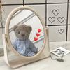 Foldable Desktop Makeup Mirror 360 Degree Rotating Double Sided Princess Mirror Portable With Stand Square Round Mirror Home