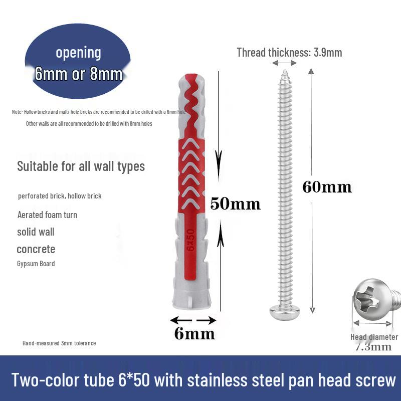 M10*50 Tetrahedron Plastic Expansion Tube for LCD TV Wall Mount & Outdoor AC Unit Bracket