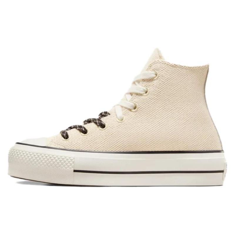 Converse All Star Lift Everyday Versatile Non-Slip Abrasion Wrap High Top Espadrilles Women's Beige