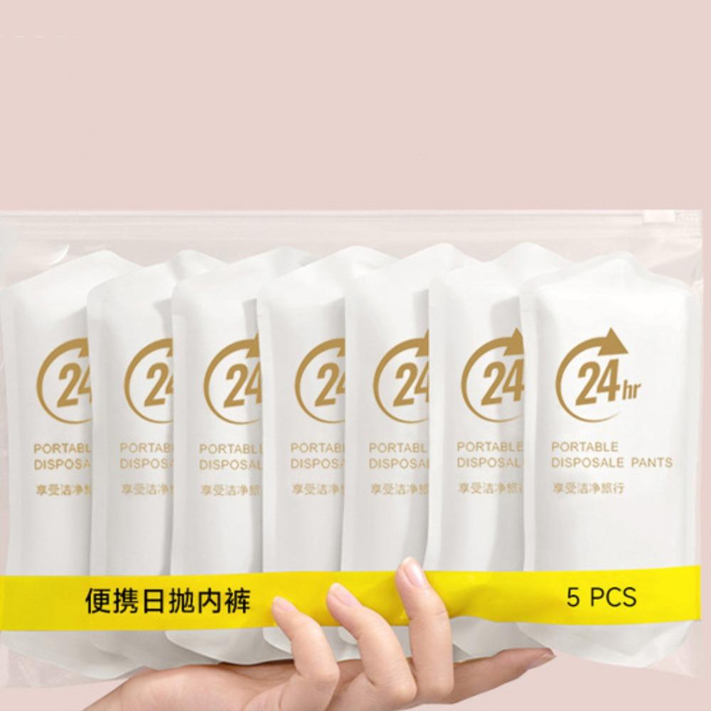 

5Pcs Cotton Crotch Stripe Seamless Briefs Traceless Underwears for Women Travel L-Convention White