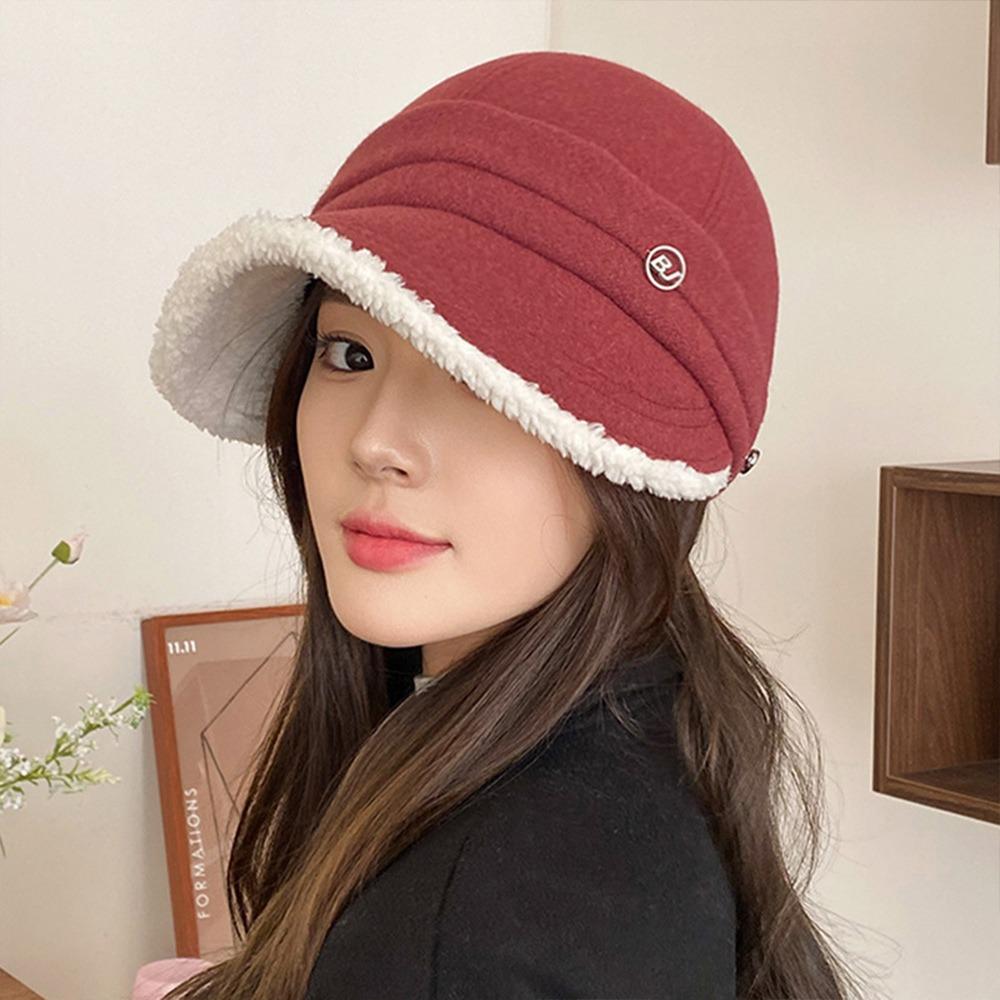 

Fashion Fisherman Hat Adjustable Keep Warm Bucket Hat Large Head circumference Windproof Panama Hat for Women вино красного