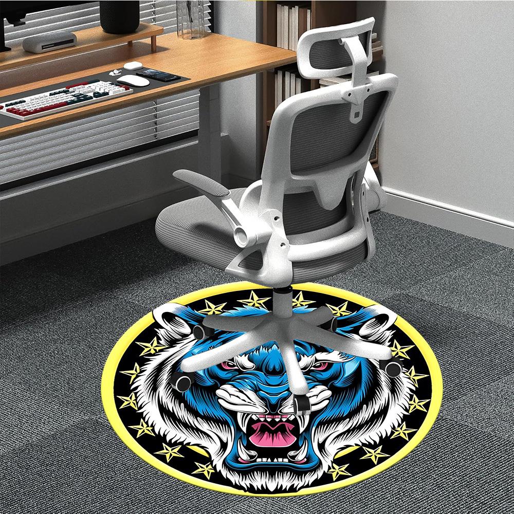 

1PC Tiger Emblem Office Round Rug, Non slip, Soft and Durable Office Rug for Interior Decoration, Perfect for Office 80cm