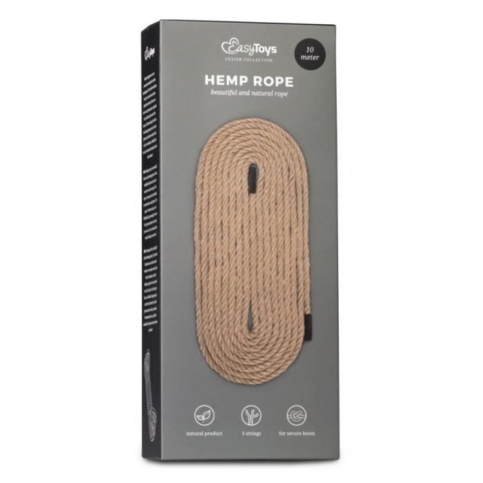 Accessoire sm - easytoys - corde en fibres de chanvre - 10m - 8mm - sensations authentiques