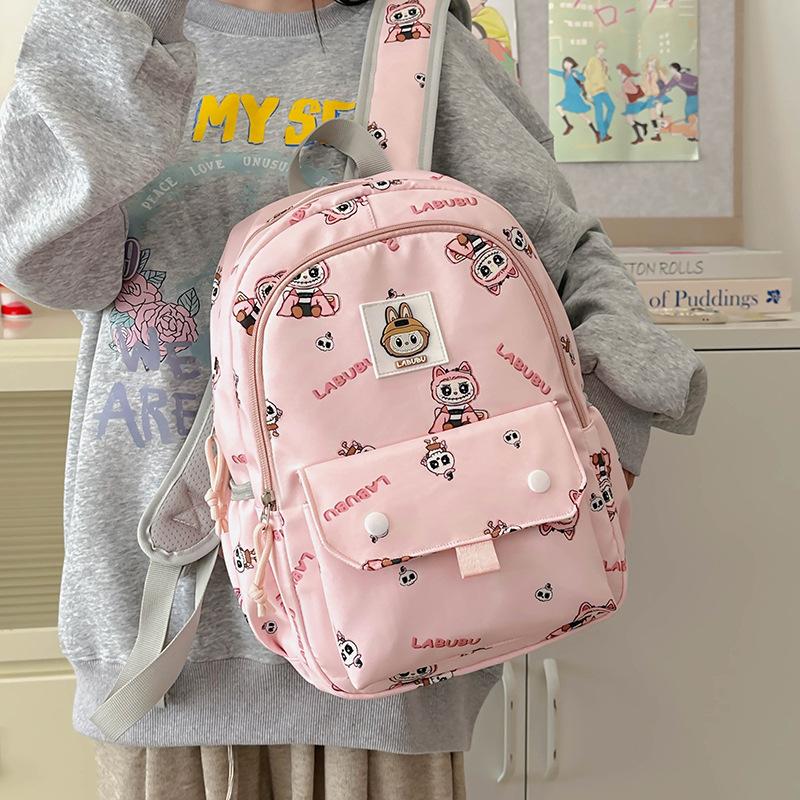 School Bag Casual Backpack Girl Elementary School First Grade Cartoon Labub Backpack