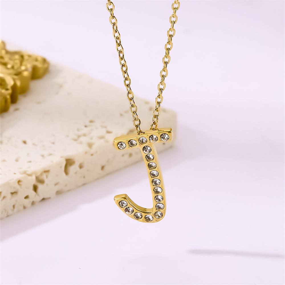 Atoztide Zircon Letter Pendant Necklace for Women Men Full Stone Alphabet Initial Name Monogram Charm Necklace Jewelry Gift