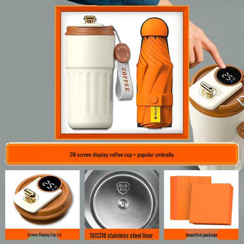 Jilifa Business Gift Set - Orange Coffee Cup & Umbrella