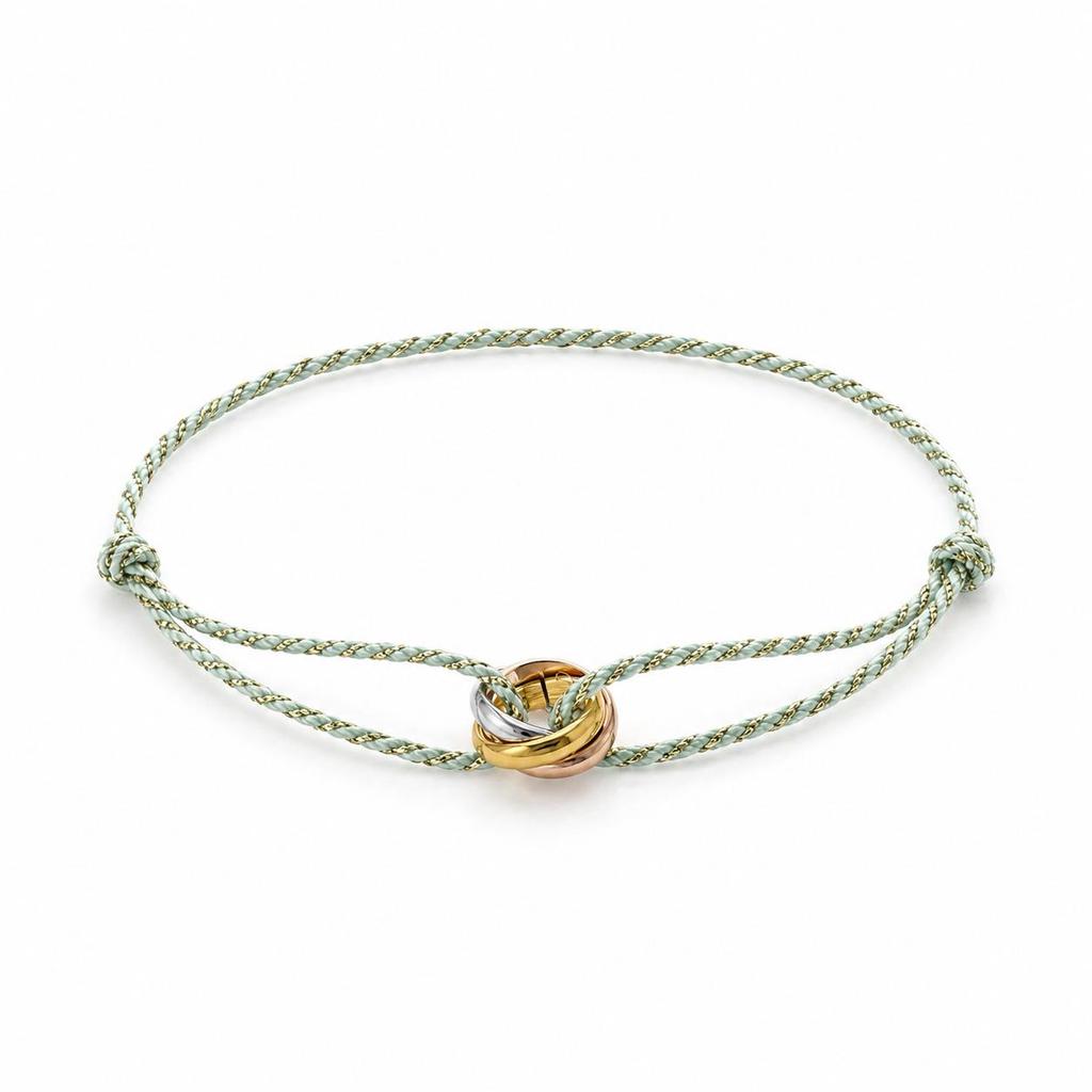Bracciale Intrecciato Minimalista Regolabile a Tre Anelli - Gioiello di Coppia Trendy di Alta Qualità