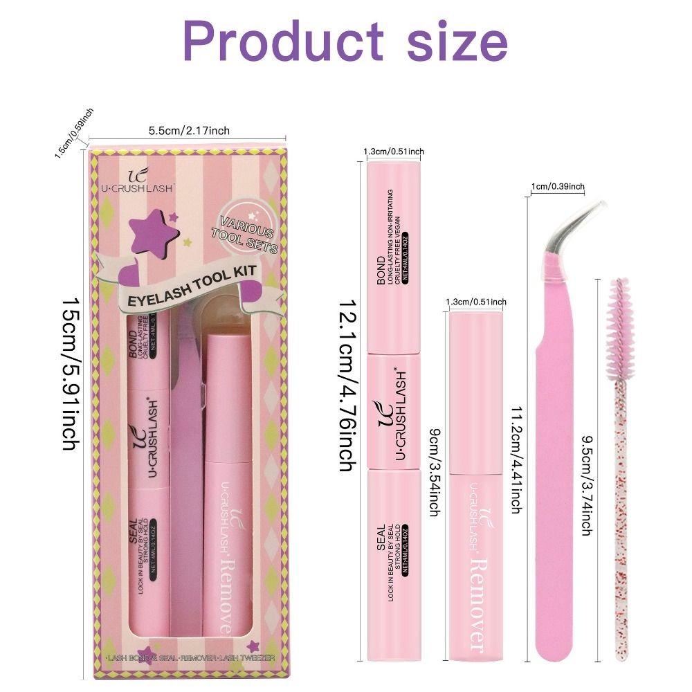 Waterproof Eyelash Extension Glue With Tweezers Non-Irritating Lash Clusters Kit With Remover With Brush Lash Glue Remover