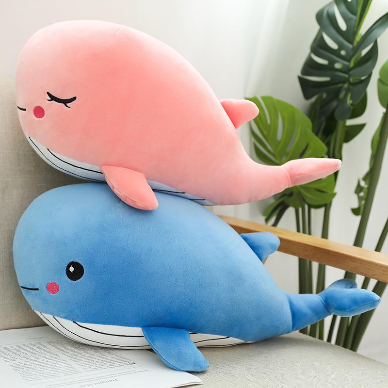 Plush Whale Soft Toy Stuffed Soft Plushie Sea Animals Whale Doll Huggable Ocean Plush Toy Bluepink 304565Cm