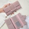 Sleek Women's Long Tri-Fold Wallet - Stylish Solid Color Design with Multiple Card Slots, Clutch Purse in Sky Blue or Black