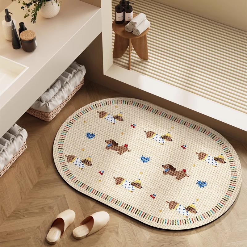 Diatomite Super Absorbent Non-Slip Bathroom Mat Toilet Anti-Skid Bathtub Foot Mat Kitchen Living Room Floor Mat Entrance Doormat