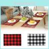 Charming Red And Black Checkered Christmas Placemats For Holiday Table Decor