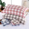 Japanese Muji Plaid Washed Cotton Gauze Pillowcase - Soft & Comfortable