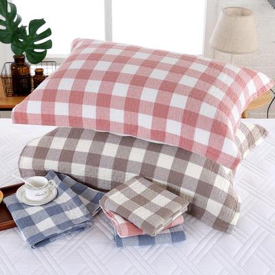 Japanese Muji Plaid Washed Cotton Gauze Pillowcase - Soft & Comfortable