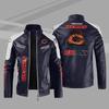 Boutique leather jacket stand-up collar velvet team fan gift Chicago Bears new men's casual jacket