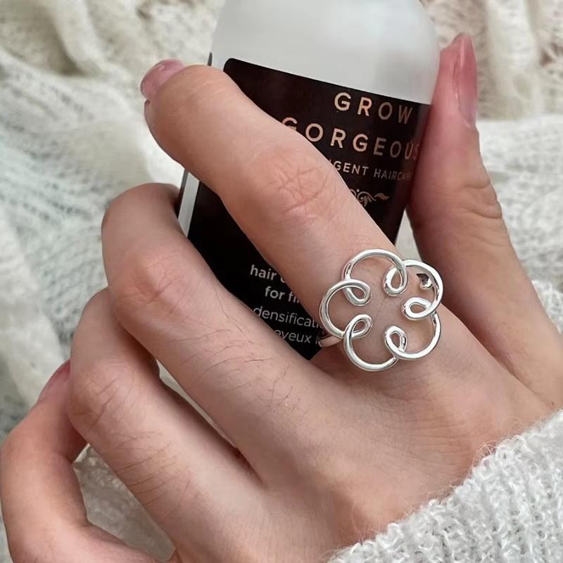 PANJBJ 925 Sterling Silve Irregular Ring for Women Girl Liquid Lava Hollowing Out Wide Hip Hop Jewelry Gift Dropshipping