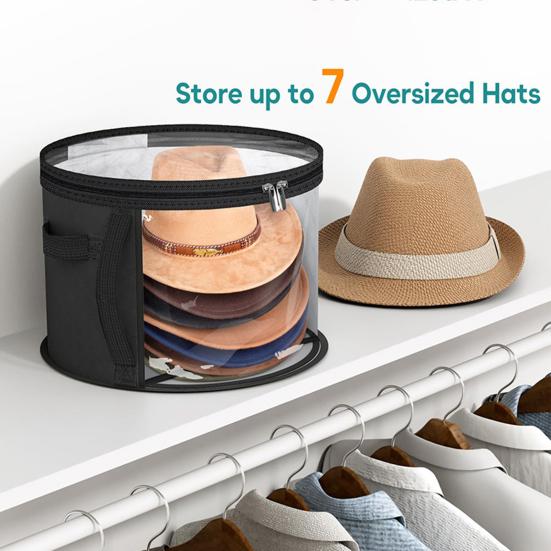 Bolsa de Almacenamiento Redonda Plegable Transparente Organizador de Sombreros de Cowboy Estuche para Sombreros de Ala Ancha con Asas de Transporte para Armario Sombreros de Sol Vaqueros