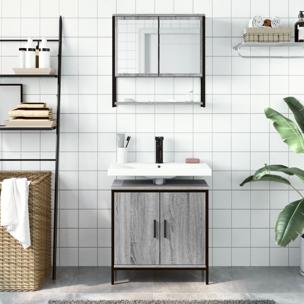Vidaxl Set di Mobili da Bagno a 2 Pezzi, Rovere Sonoma Grigio